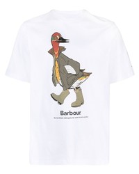 weißes bedrucktes T-Shirt mit einem Rundhalsausschnitt von Barbour