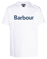 weißes bedrucktes T-Shirt mit einem Rundhalsausschnitt von Barbour