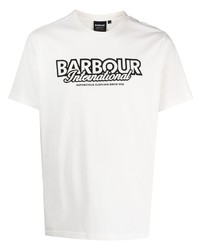 weißes bedrucktes T-Shirt mit einem Rundhalsausschnitt von Barbour