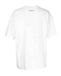 weißes bedrucktes T-Shirt mit einem Rundhalsausschnitt von Mostly Heard Rarely Seen