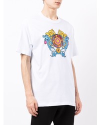 weißes bedrucktes T-Shirt mit einem Rundhalsausschnitt von VERSACE JEANS COUTURE