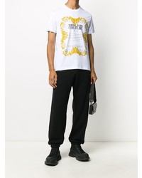 weißes bedrucktes T-Shirt mit einem Rundhalsausschnitt von VERSACE JEANS COUTURE