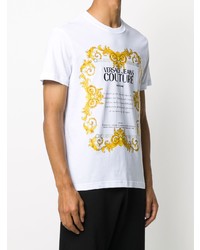 weißes bedrucktes T-Shirt mit einem Rundhalsausschnitt von VERSACE JEANS COUTURE