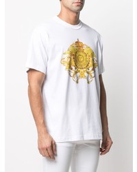 weißes bedrucktes T-Shirt mit einem Rundhalsausschnitt von VERSACE JEANS COUTURE