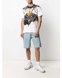 weißes bedrucktes T-Shirt mit einem Rundhalsausschnitt von VERSACE JEANS COUTURE