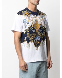 weißes bedrucktes T-Shirt mit einem Rundhalsausschnitt von VERSACE JEANS COUTURE