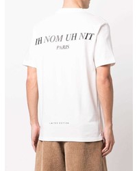 weißes bedrucktes T-Shirt mit einem Rundhalsausschnitt von Ih Nom Uh Nit