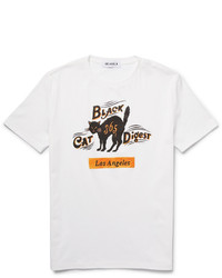 weißes bedrucktes T-Shirt mit einem Rundhalsausschnitt von Beams
