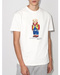 weißes bedrucktes T-Shirt mit einem Rundhalsausschnitt von Polo Ralph Lauren