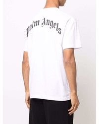 weißes bedrucktes T-Shirt mit einem Rundhalsausschnitt von Palm Angels