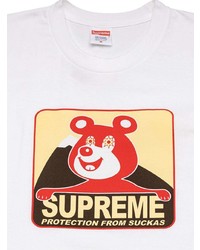 weißes bedrucktes T-Shirt mit einem Rundhalsausschnitt von Supreme