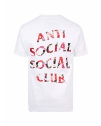 weißes bedrucktes T-Shirt mit einem Rundhalsausschnitt von Anti Social Social Club