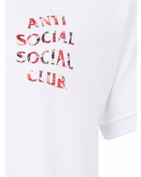 weißes bedrucktes T-Shirt mit einem Rundhalsausschnitt von Anti Social Social Club