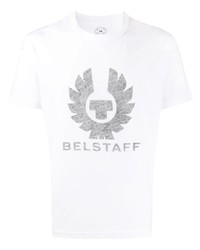 weißes bedrucktes T-Shirt mit einem Rundhalsausschnitt von Belstaff