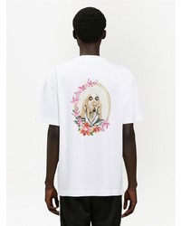 weißes bedrucktes T-Shirt mit einem Rundhalsausschnitt von Palm Angels