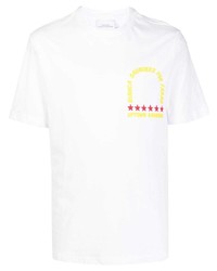 weißes bedrucktes T-Shirt mit einem Rundhalsausschnitt von Bianca Saunders