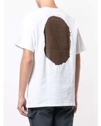 weißes bedrucktes T-Shirt mit einem Rundhalsausschnitt von A Bathing Ape