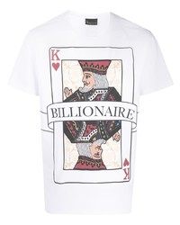 weißes bedrucktes T-Shirt mit einem Rundhalsausschnitt von Billionaire