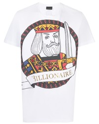 weißes bedrucktes T-Shirt mit einem Rundhalsausschnitt von Billionaire