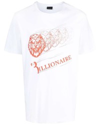 weißes bedrucktes T-Shirt mit einem Rundhalsausschnitt von Billionaire