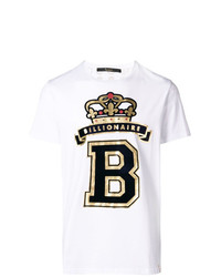 weißes bedrucktes T-Shirt mit einem Rundhalsausschnitt von Billionaire