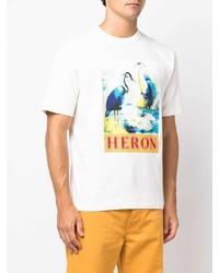 weißes bedrucktes T-Shirt mit einem Rundhalsausschnitt von Heron Preston