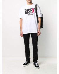 weißes bedrucktes T-Shirt mit einem Rundhalsausschnitt von DSQUARED2