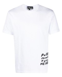 weißes bedrucktes T-Shirt mit einem Rundhalsausschnitt von Black Comme Des Garçons