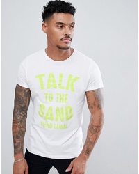 weißes bedrucktes T-Shirt mit einem Rundhalsausschnitt von BLEND