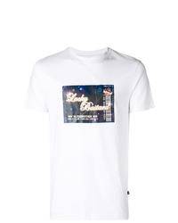 weißes bedrucktes T-Shirt mit einem Rundhalsausschnitt von Blood Brother