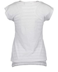 weißes bedrucktes T-Shirt mit einem Rundhalsausschnitt von blue seven