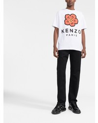 weißes bedrucktes T-Shirt mit einem Rundhalsausschnitt von Kenzo