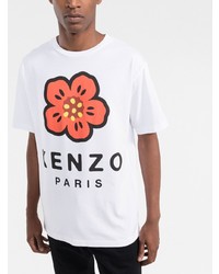 weißes bedrucktes T-Shirt mit einem Rundhalsausschnitt von Kenzo