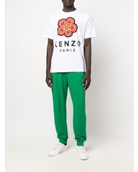 weißes bedrucktes T-Shirt mit einem Rundhalsausschnitt von Kenzo