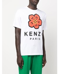 weißes bedrucktes T-Shirt mit einem Rundhalsausschnitt von Kenzo