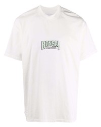 weißes bedrucktes T-Shirt mit einem Rundhalsausschnitt von Bonsai