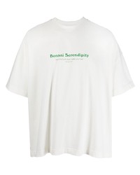 weißes bedrucktes T-Shirt mit einem Rundhalsausschnitt von Bonsai