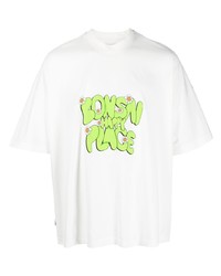 weißes bedrucktes T-Shirt mit einem Rundhalsausschnitt von Bonsai