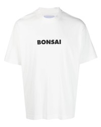 weißes bedrucktes T-Shirt mit einem Rundhalsausschnitt von Bonsai