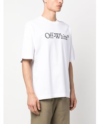 weißes bedrucktes T-Shirt mit einem Rundhalsausschnitt von Off-White