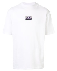 weißes bedrucktes T-Shirt mit einem Rundhalsausschnitt von Boramy Viguier