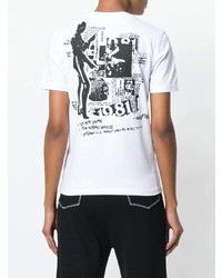 weißes bedrucktes T-Shirt mit einem Rundhalsausschnitt von McQ Alexander McQueen