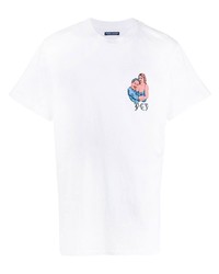 weißes bedrucktes T-Shirt mit einem Rundhalsausschnitt von BornxRaised