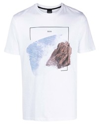 weißes bedrucktes T-Shirt mit einem Rundhalsausschnitt von BOSS HUGO BOSS