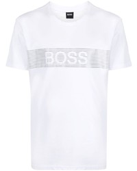 weißes bedrucktes T-Shirt mit einem Rundhalsausschnitt von BOSS HUGO BOSS