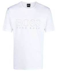 weißes bedrucktes T-Shirt mit einem Rundhalsausschnitt von BOSS HUGO BOSS