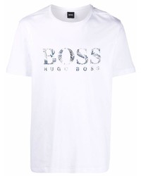 weißes bedrucktes T-Shirt mit einem Rundhalsausschnitt von BOSS HUGO BOSS