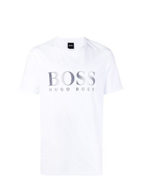 weißes bedrucktes T-Shirt mit einem Rundhalsausschnitt von BOSS HUGO BOSS