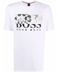 weißes bedrucktes T-Shirt mit einem Rundhalsausschnitt von BOSS