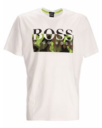 weißes bedrucktes T-Shirt mit einem Rundhalsausschnitt von BOSS